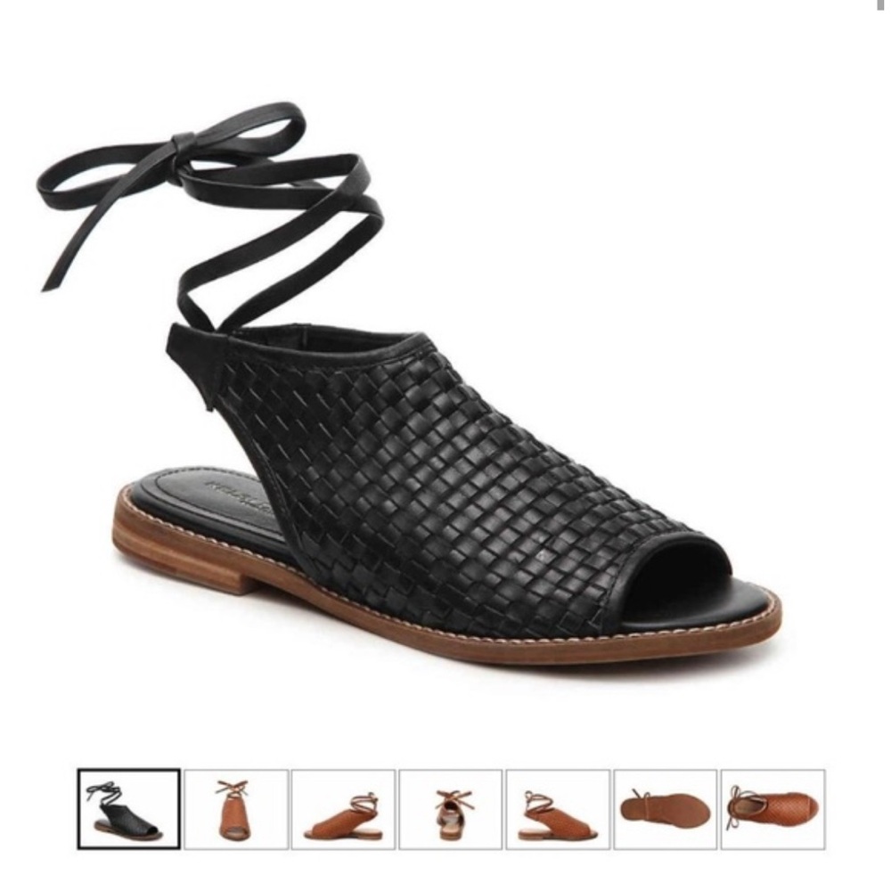 Kelsi Dagger Brooklyn Black lace up leather sandals